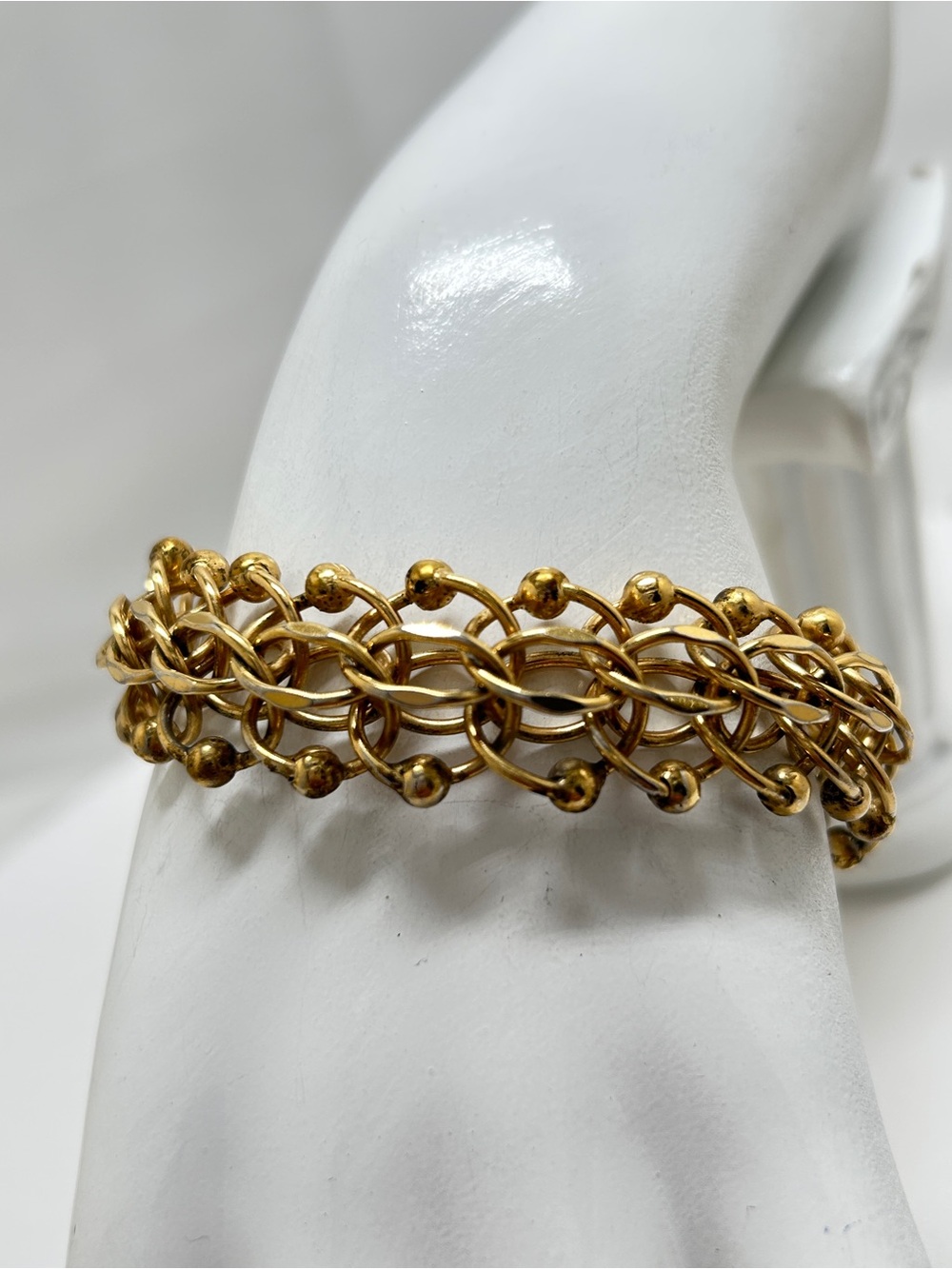 Vintage Monet, Gold Open Link Bracelet With Beaded Detail